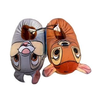 Disney Slippers NEW Bambi Thumper 5-6 7-8 9-10 Brown Gray Kids Plush Rabbit Deer